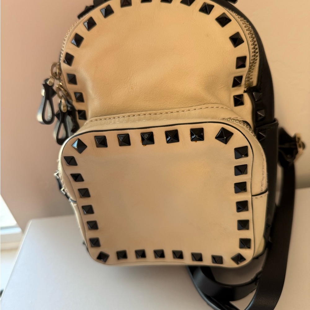 Valentino Garavani Cream and Black Studded mini Backpack